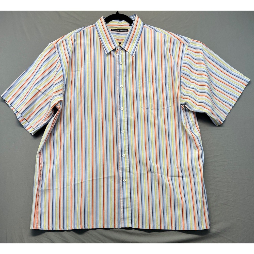 Beyond The Limit Button Down Shirt Mens 3XL Multicolor Stripe Short Sleeve Exc
